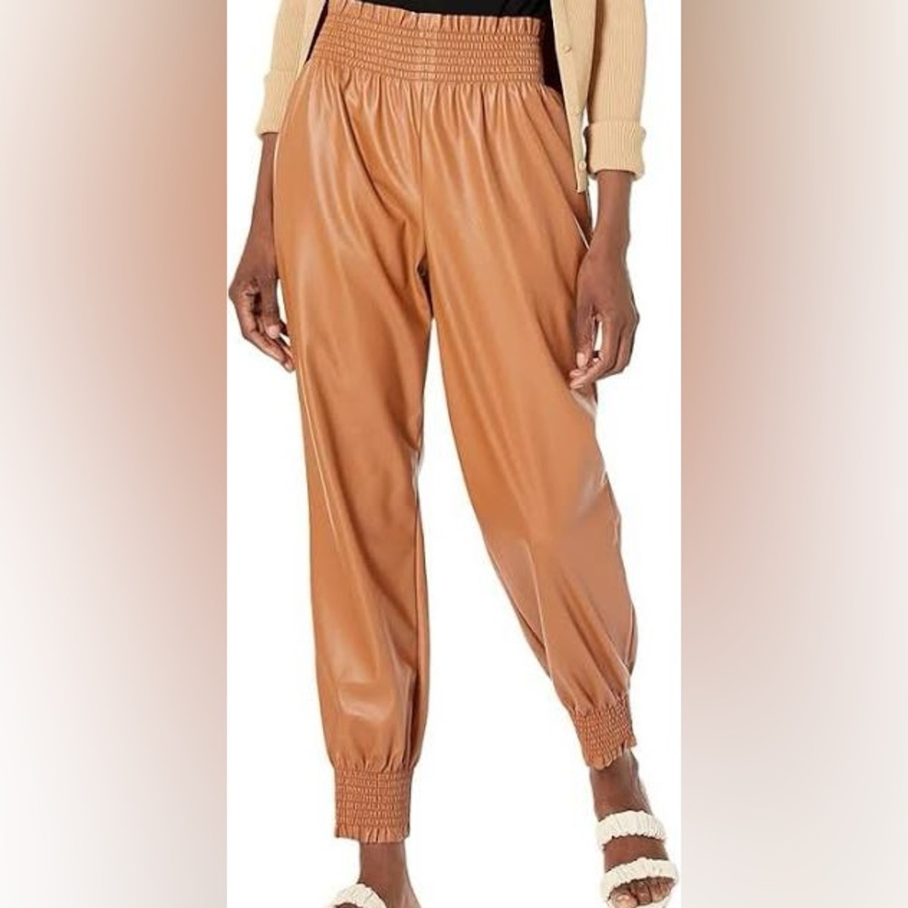 Trina Turk Camel Faux Leather Women's Joggers